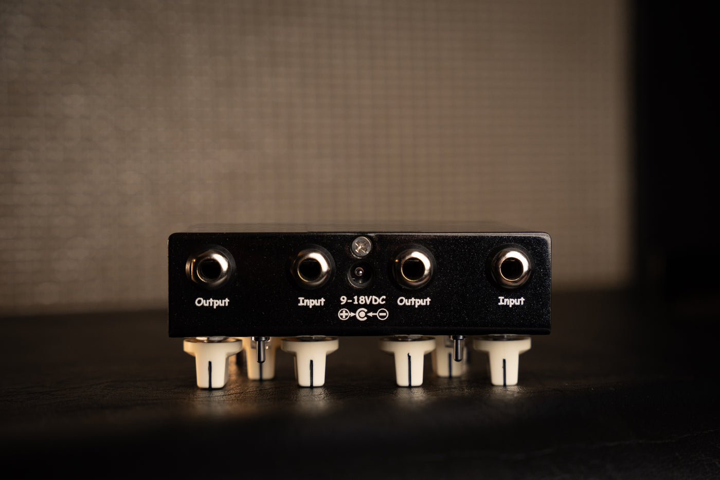 OCD’Lux top panel with separate input and output jacks for each drive circuit
